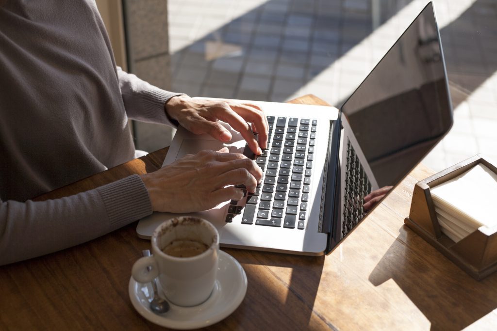 lady working on church website